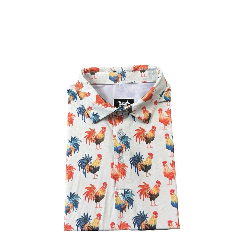 Waggle Rooster Performance AOP Mens Golf Polo Shirt XL Multicolor